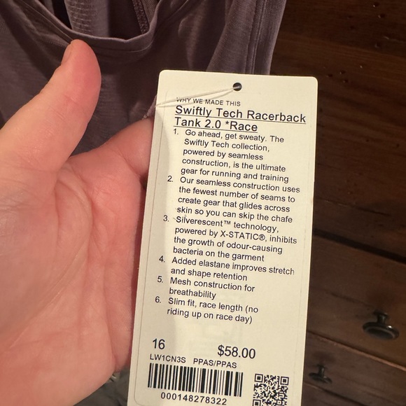 NWT lululemon swiftly tech tank - purple ash 16 - Picture 3 of 4